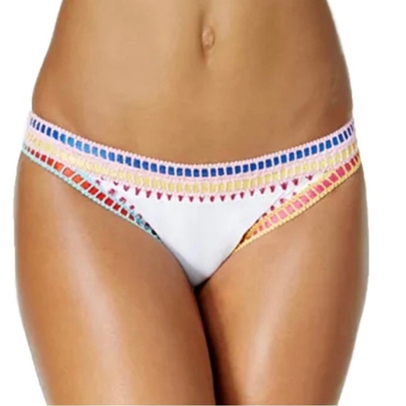 NWT Bar III Weave It Cheeky Bikini Swimsuit Bottoms Large or XL White Embroidery - Picture 3 of 9